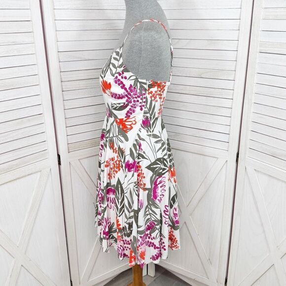 Old Navy Tropical Floral Print Cami Sundress Fit Flare White Pink Small - Picture 2 of 14